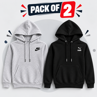 Pack of 2 Kids Kangaroo Pocket Hooded Sweatshirt  – White, Black & Navy Blue