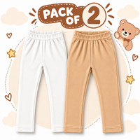 Pack of 2 Kids Ribbed Tights Black Skin White Soft & Stretchy Trousers