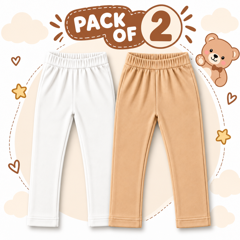 Pack of 2 Kids Ribbed Tights Black Skin White Soft & Stretchy Trousers