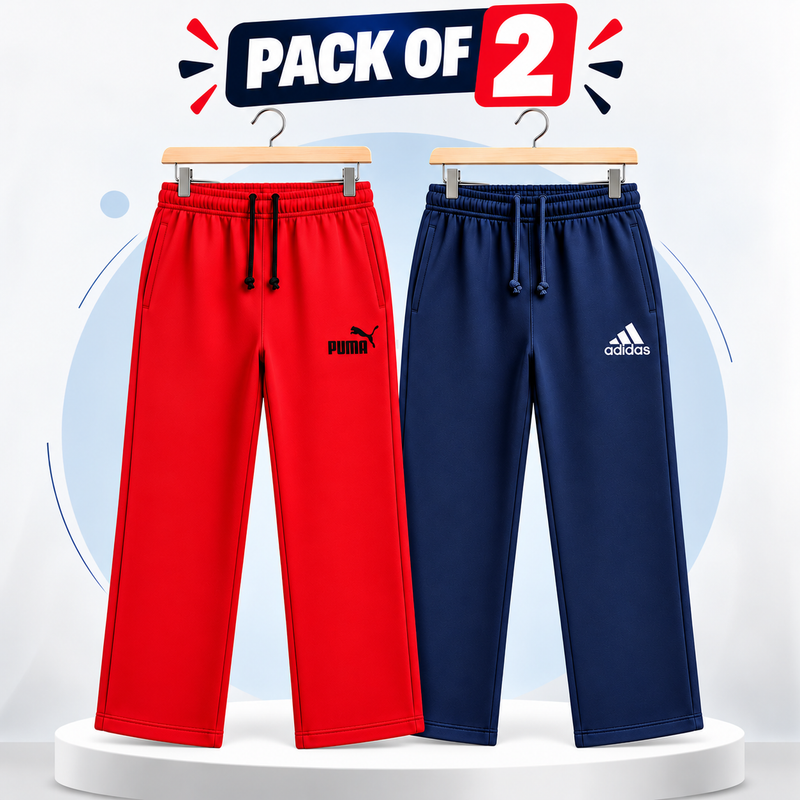Pack of 2 Kids Fleece Baggy Trousers  – Warm & Comfortable Winter Baggy Trousers