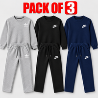 Pack of 3  Kids Tracksuit – Winter Fleece Sweatshirts & Trousers Set