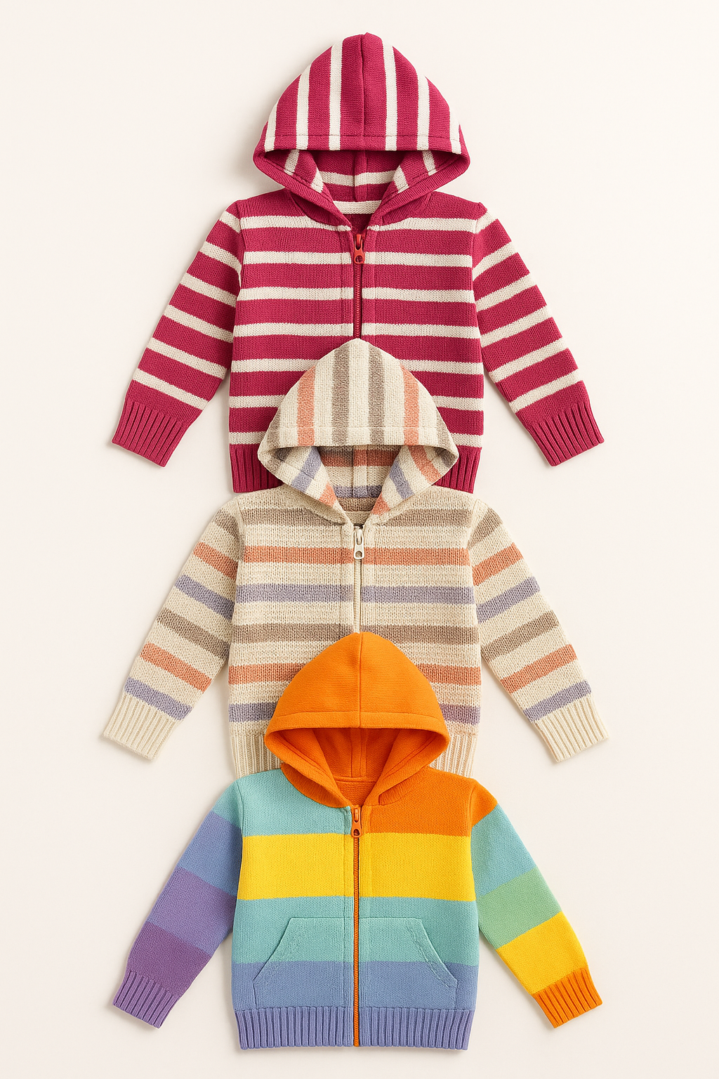 Kid's Zipper Sweater Hoodies - Pack of 3