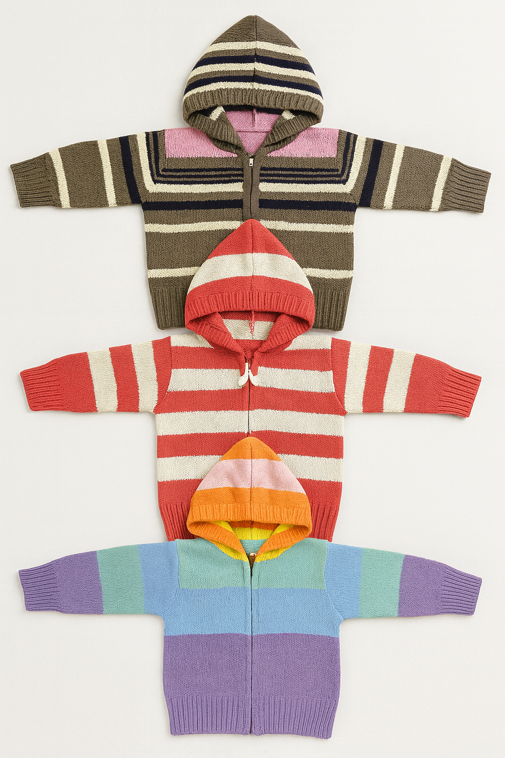 Kid's Zipper Sweater Hoodies - Pack of 3