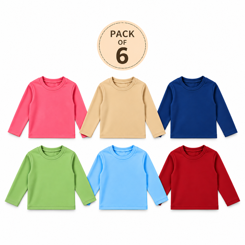Pack of 6 Kids Round Neck Warmer T-Shirts