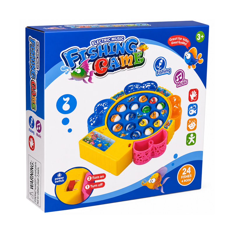 Electric Fishing Game for Kids – 24 Fish with 4 Fishing Rods