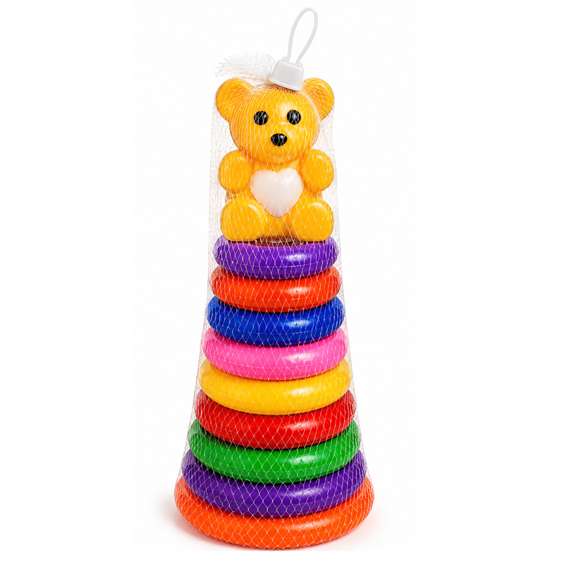 Colorful Ring Stacking Toy with Teddy Bear – Kids Learning & Motor Skills Game