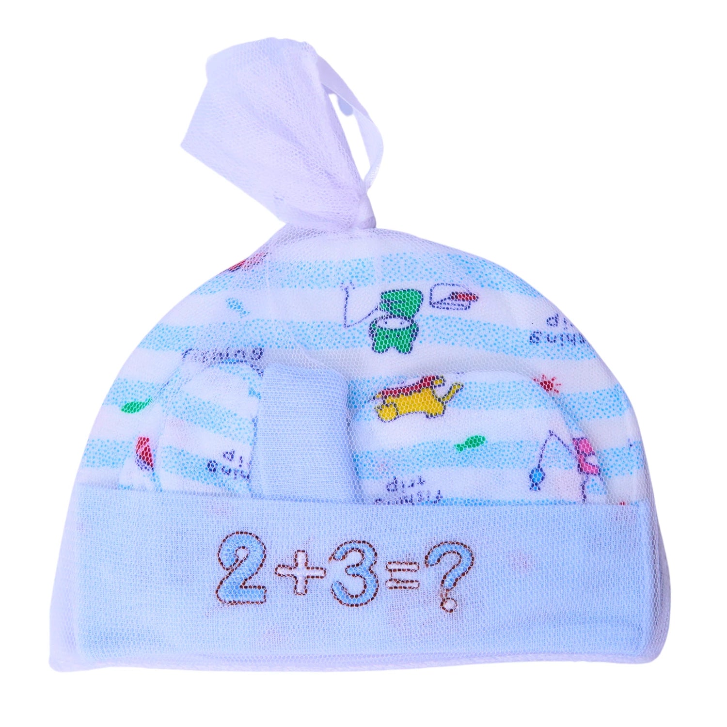 Baby Cotton Cap, Mittens and Booties Set - New Born