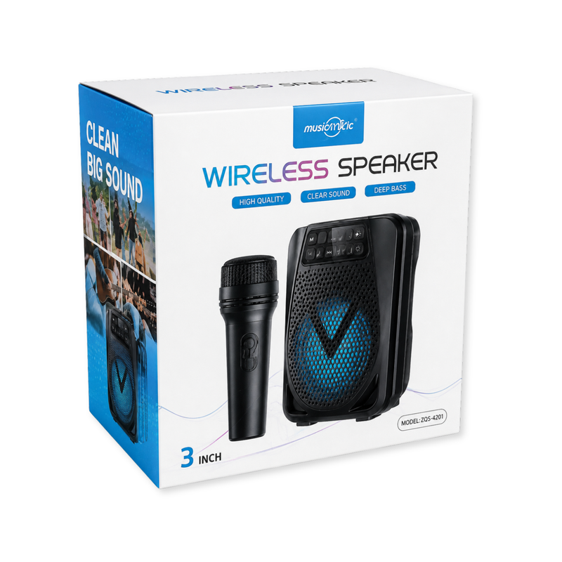 Wireless Bluetooth Speaker with Microphone – 3 Inch Portable Karaoke Speaker