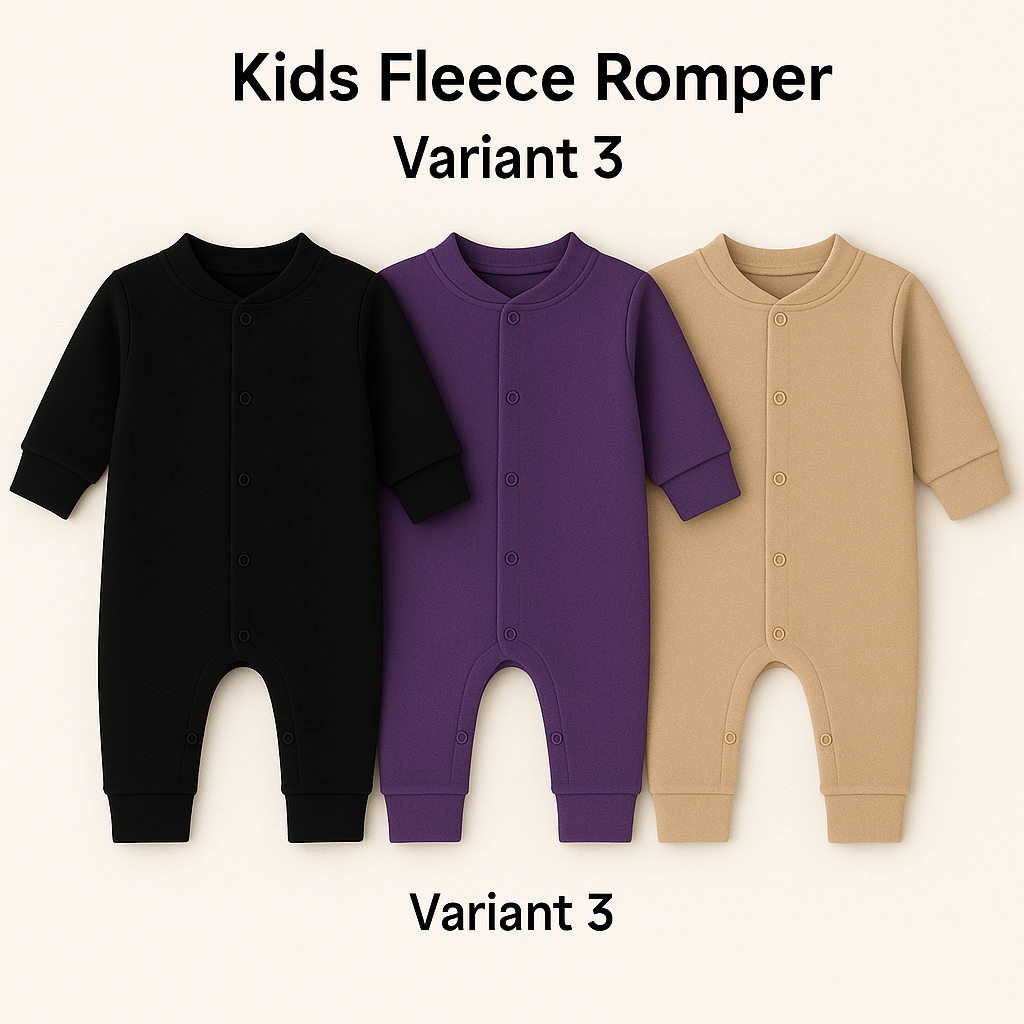 Pack of 3 Kids Winter Fleece Romper – ( 3 Months to 2 Years )