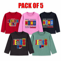Pack of 5 Kids Full Sleeve T-Shirts – Printed Cotton Sweatshirts