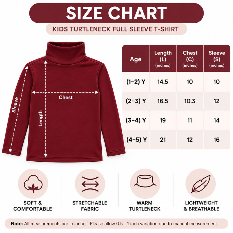 Kids High Neck Turtleneck Shirts Pack of 6 – Winter Full Sleeve Thermal Tops