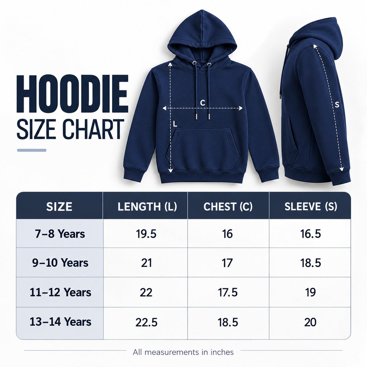 Kids Kangaroo Pocket Hooded Sweatshirt  – Navy - hover image