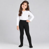 Pack of 3 Girls Ribbed Leggings  – White, Beige & Black
