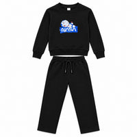 Kids Winter Tracksuits – Printed Fleece Sweatshirts & Trousers Black