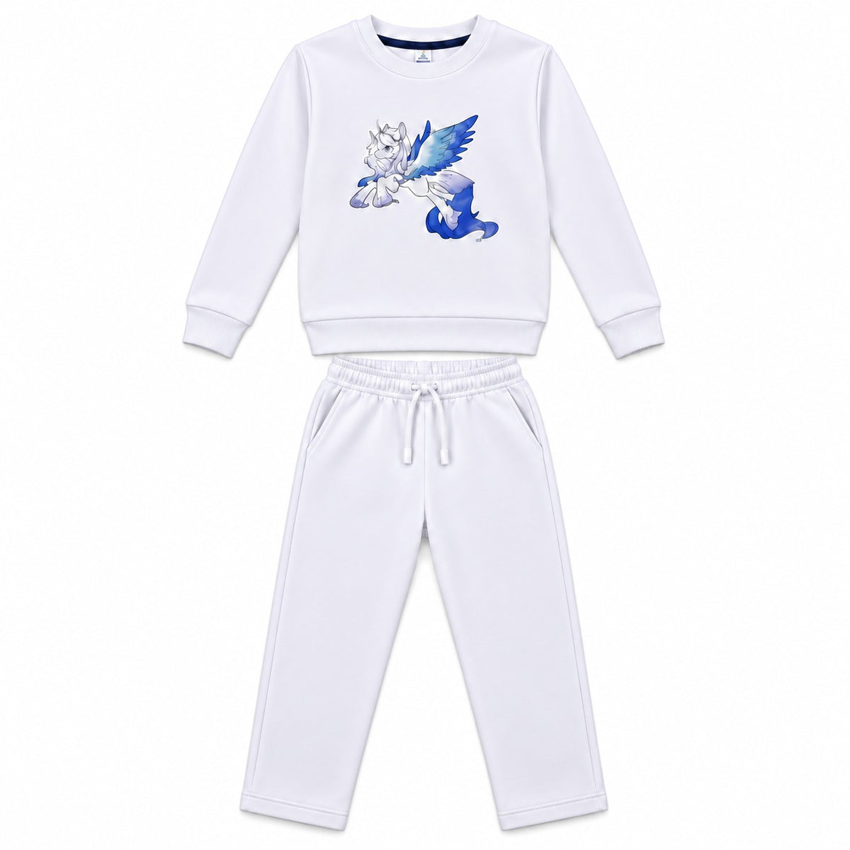 Kids Winter Tracksuits – Printed Fleece Sweatshirts & Trousers White