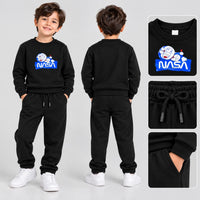 Kids Winter Tracksuits – Printed Fleece Sweatshirts & Trousers Black