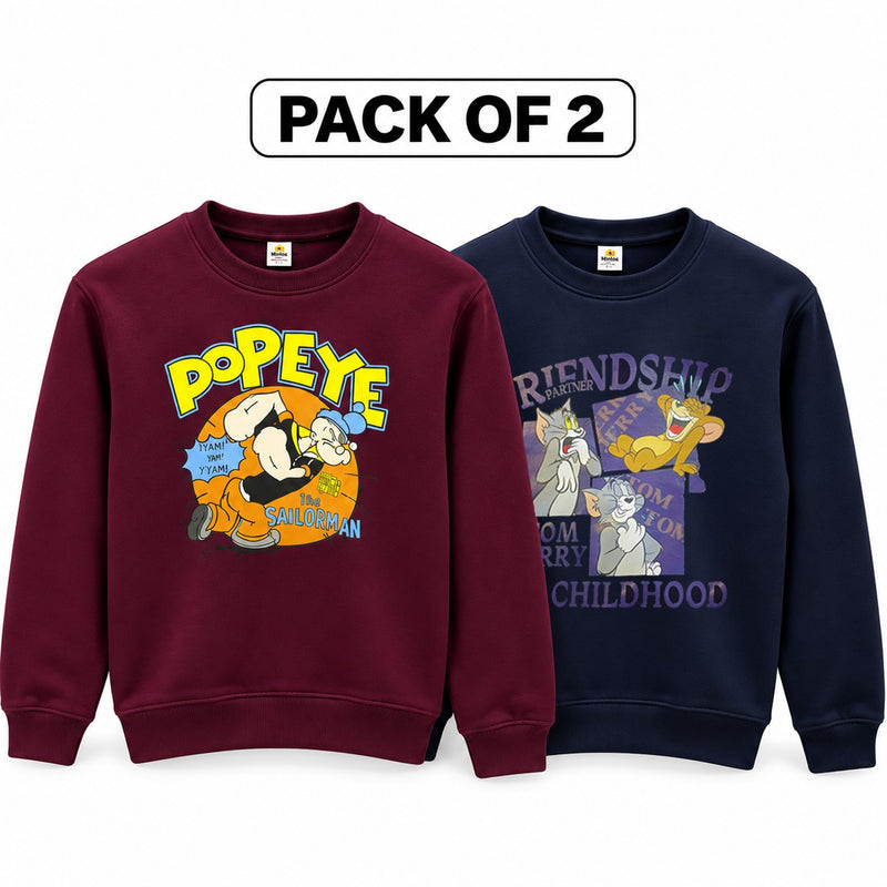 Pack of 2 Kids Fleece Sweatshirts for Boys & Girls – Pink, Maroon & Navy Blue