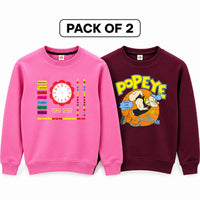 Pack of 2 Kids Fleece Sweatshirts for Boys & Girls – Pink, Maroon & Navy Blue