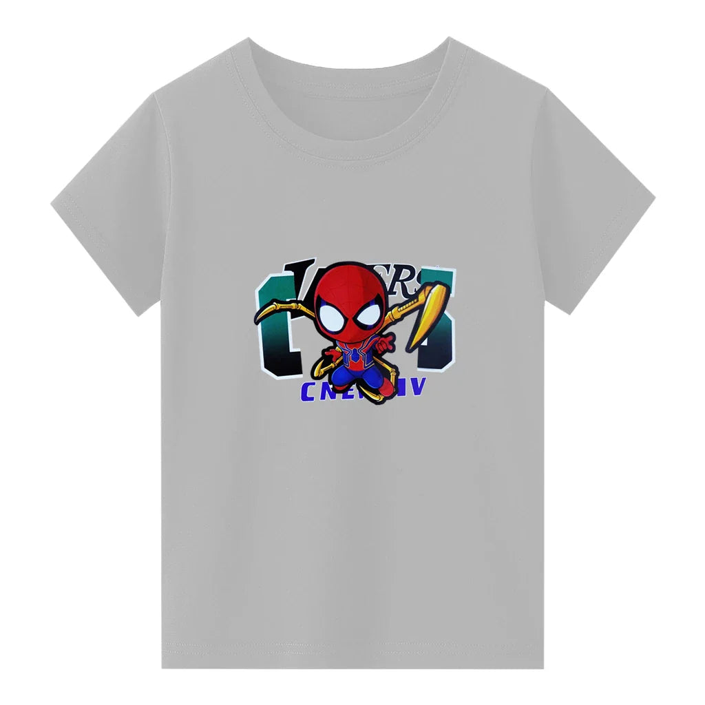 Kids Jersey Cotton Sticker T-Shirt - Gray