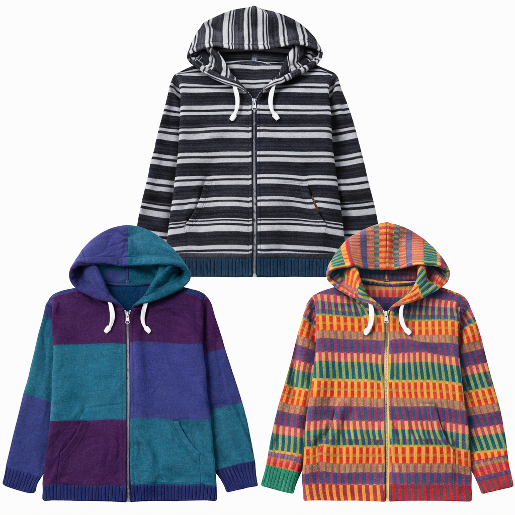 3-Pack Zipper Hooded Sweaters
