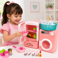 Kids Kitchen Fridge & Washing Machine Pretend Play Set – Pink Cooking Toy Set