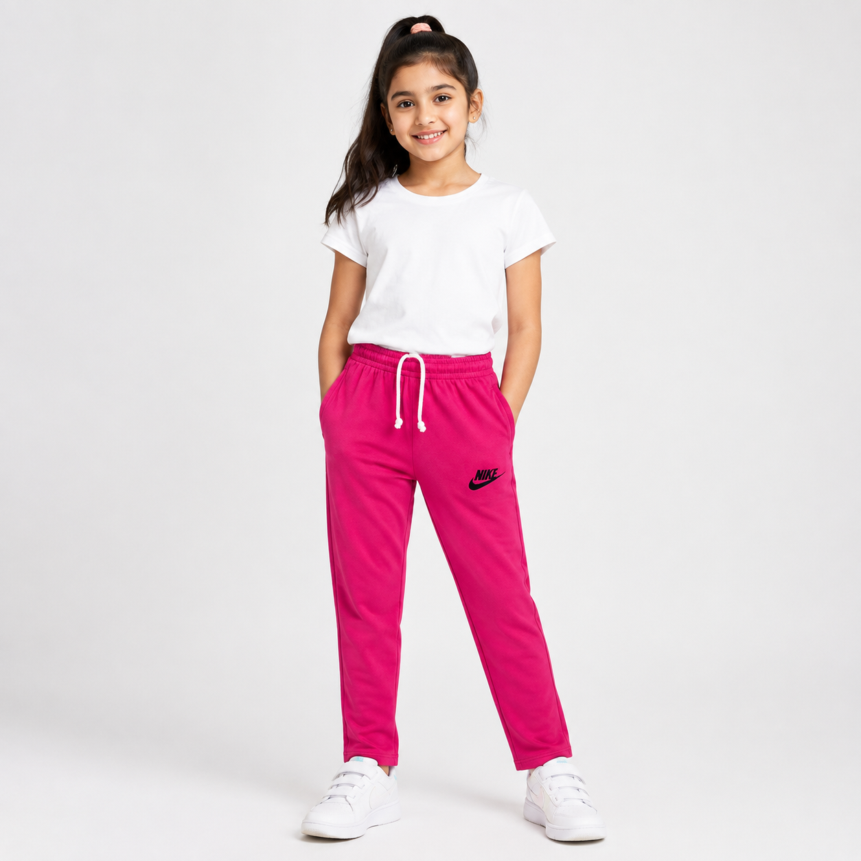 Pack of 5 Girls Jersy Cotton Pink Trouser Soft & Comfortable Casual Trousers Ages 6-11 Years - hover image