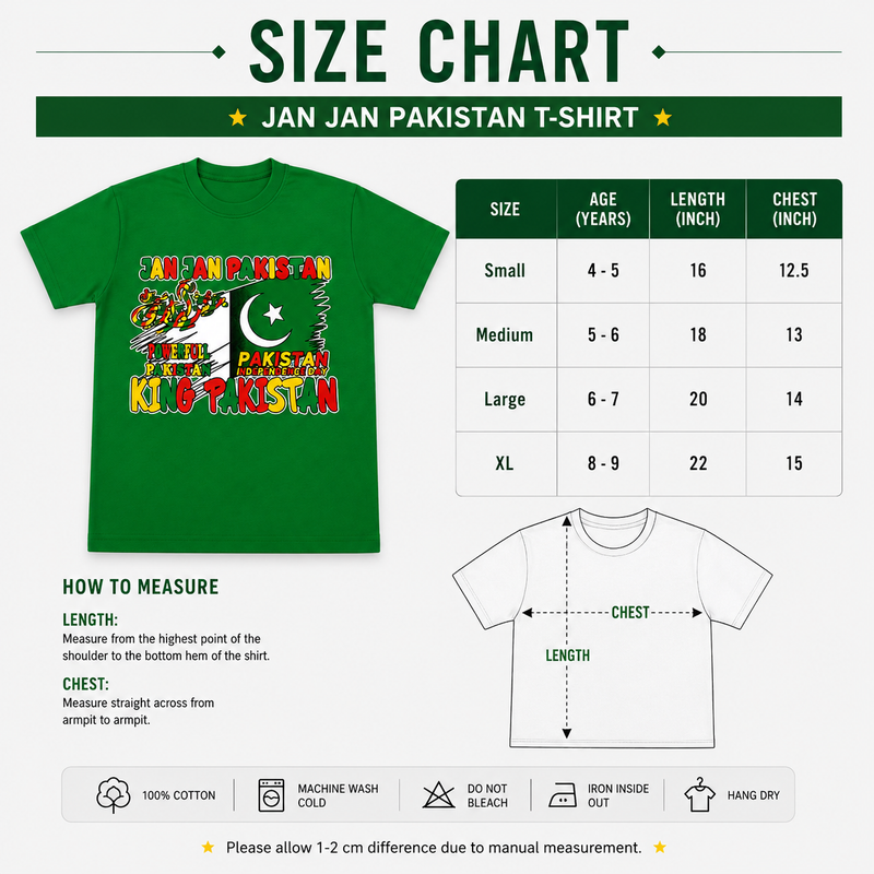 Kids Pakistan Independence Day 14 August Printed T-Shirts.