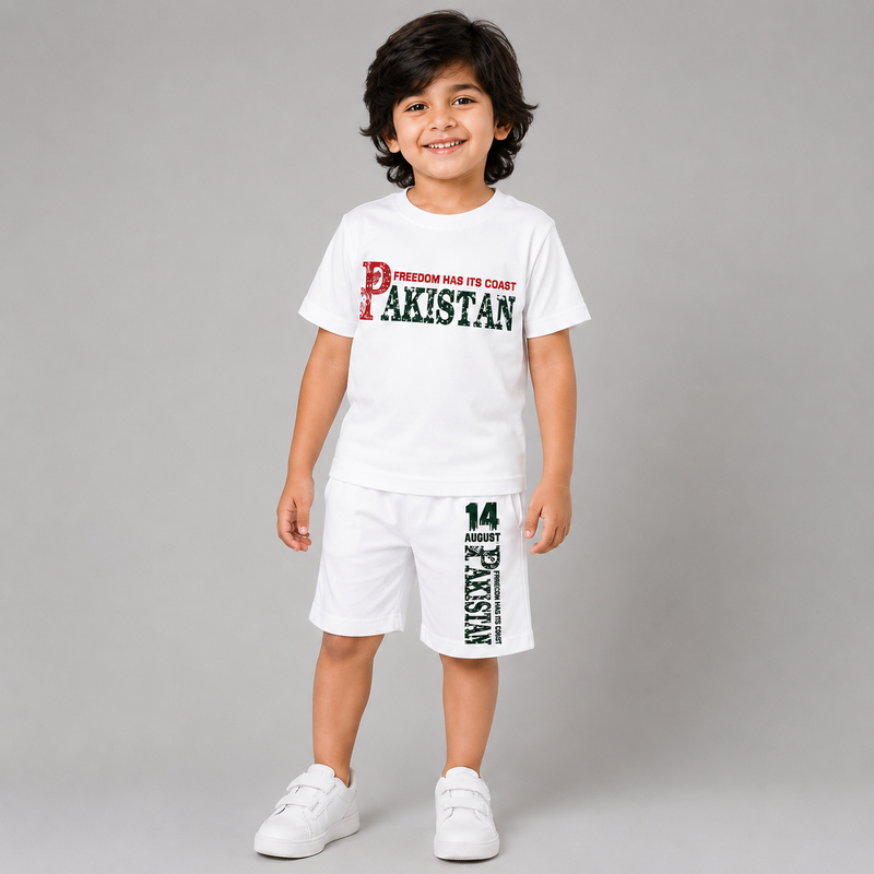 Kids 14 August Independence Day T-Shirt & Shorts Set