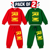 Kids Fleece Tracksuit Pack of 2 Warm Printed Winter Sweatshirt & Trouser Set