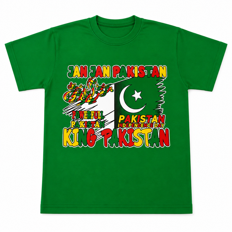 Kids Pakistan Independence Day 14 August Printed T-Shirts.