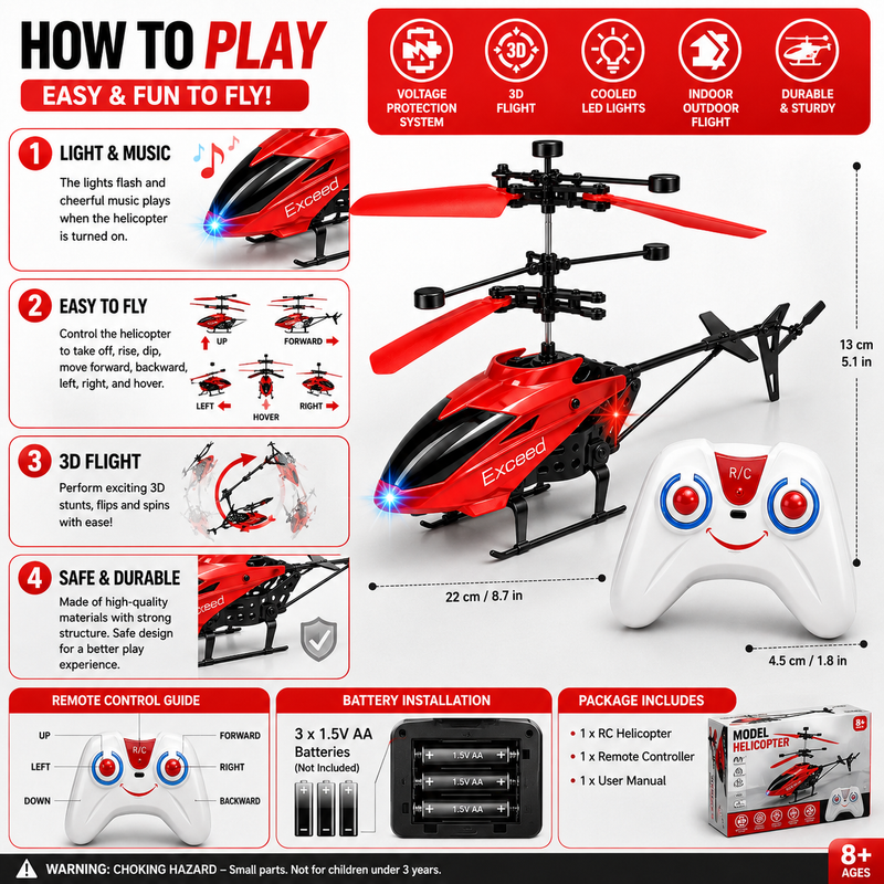 Exceed RC Helicopter – Remote Control Induction Flight Toy