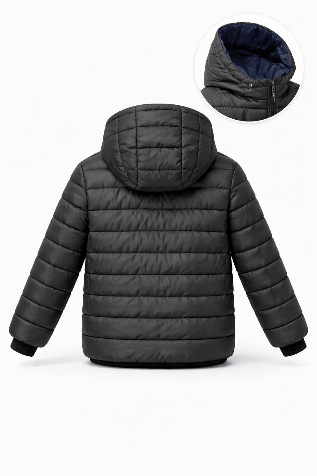 Black Puffer Jacket (Hooded)