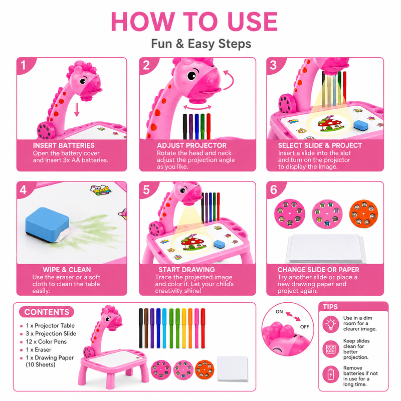 Protection Painting Creative Art Desk for Kids – 12 Color Water Pens