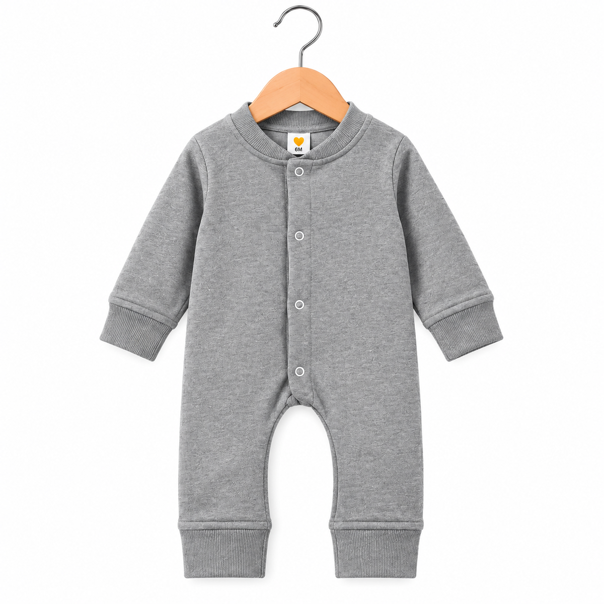 Baby Boys Winter Rompers Gray Full Sleeve Fleece Rompers