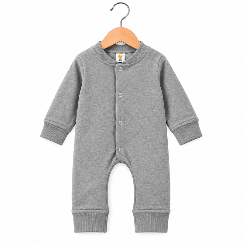 Baby Boys Winter Rompers Gray Full Sleeve Fleece Rompers
