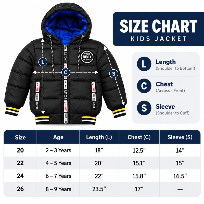 Kids Winter Hooded Puffer Jacket – Warm & Stylish Quilted Jacket