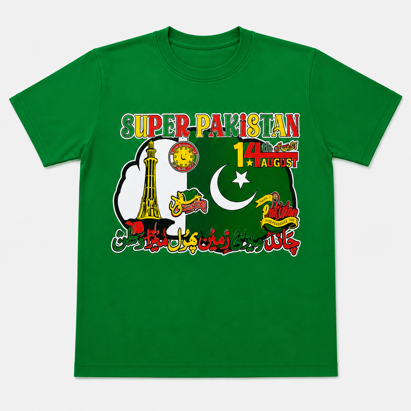 Kids Pakistan Independence Day 14 August Printed T-Shirts.