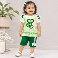 Pakistan Independence Day Girls 2 Piece Suit with Matching Headband