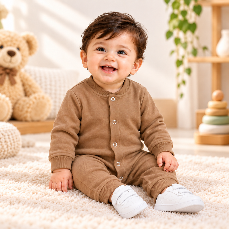 Baby Boys Winter Rompers Pack of 3 Full Sleeve Fleece Rompers