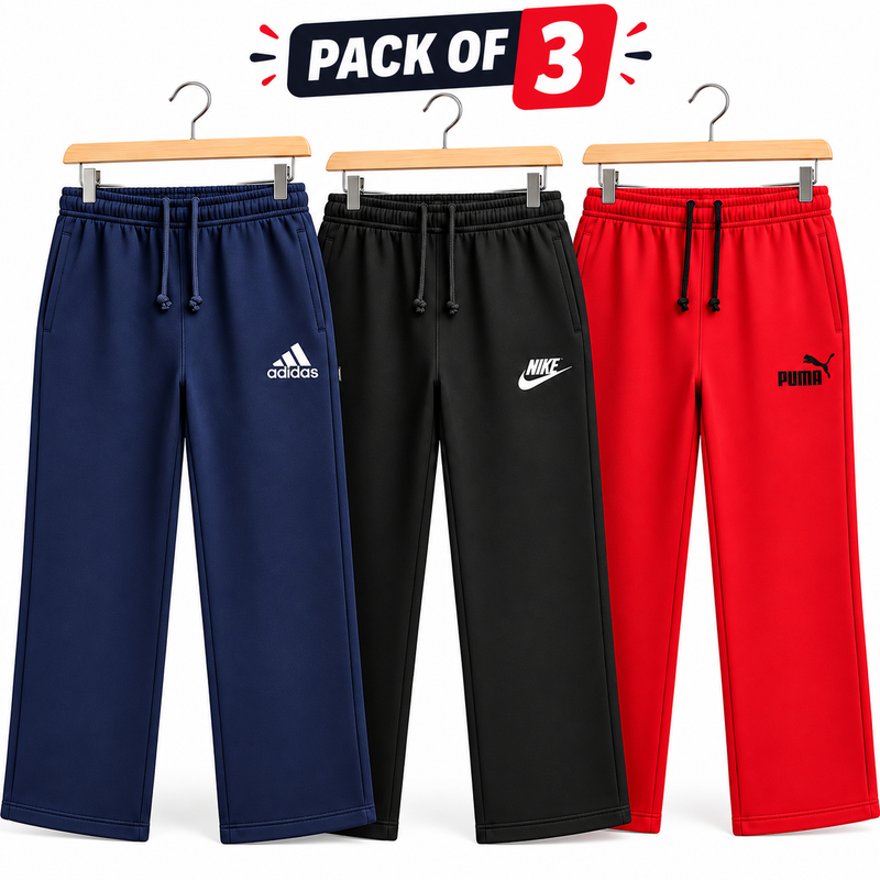Pack of 3 Kids Fleece Baggy Trousers  – Warm & Comfortable Winter Baggy Trousers