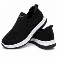 Men’s Black Knit Slip-On Sneakers Shoes ART