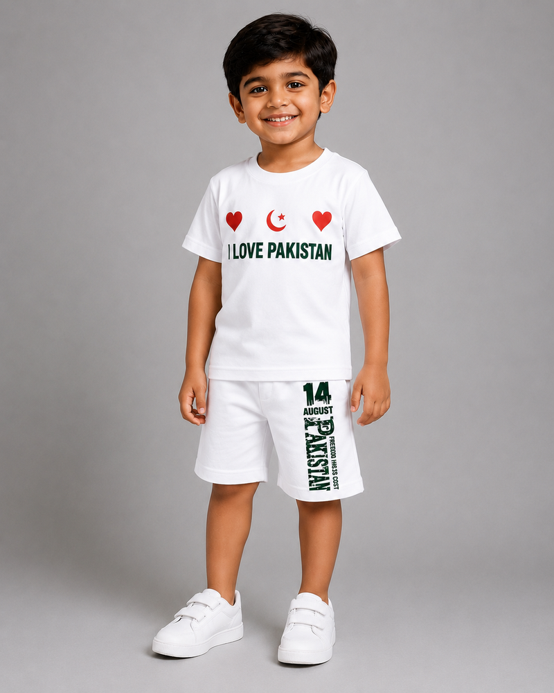 Kids 14 August Independence Day T-Shirt & Shorts Set