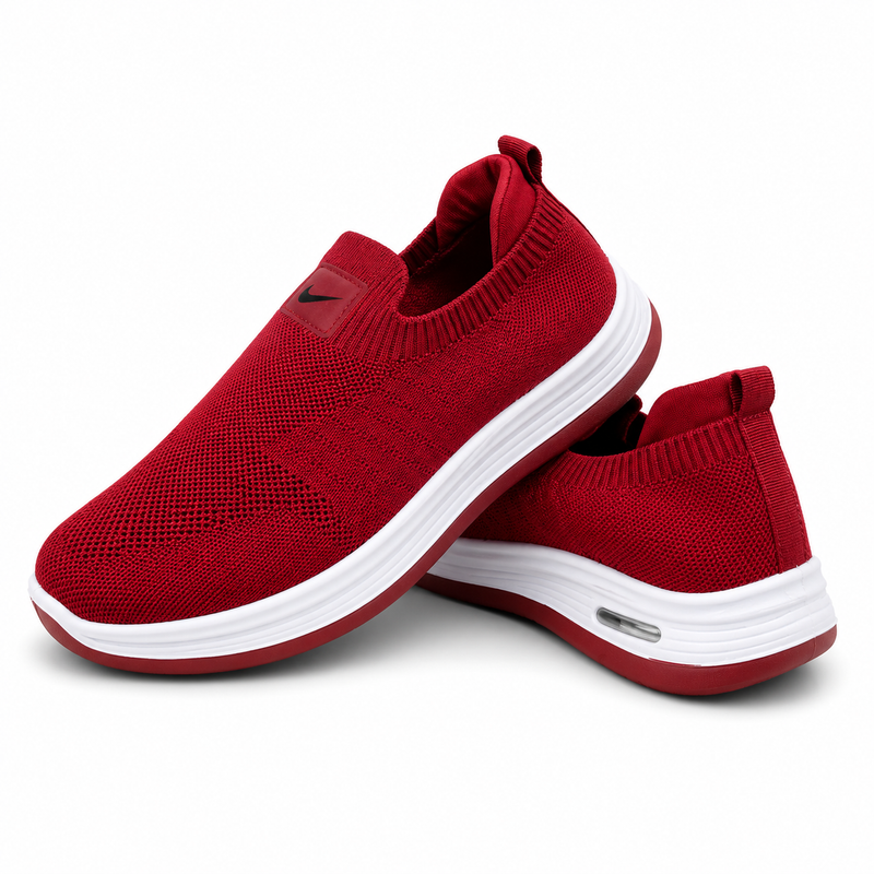 Women’s Red Slip-On Casual Sneakers – Comfortable Everyday Shoes AJK