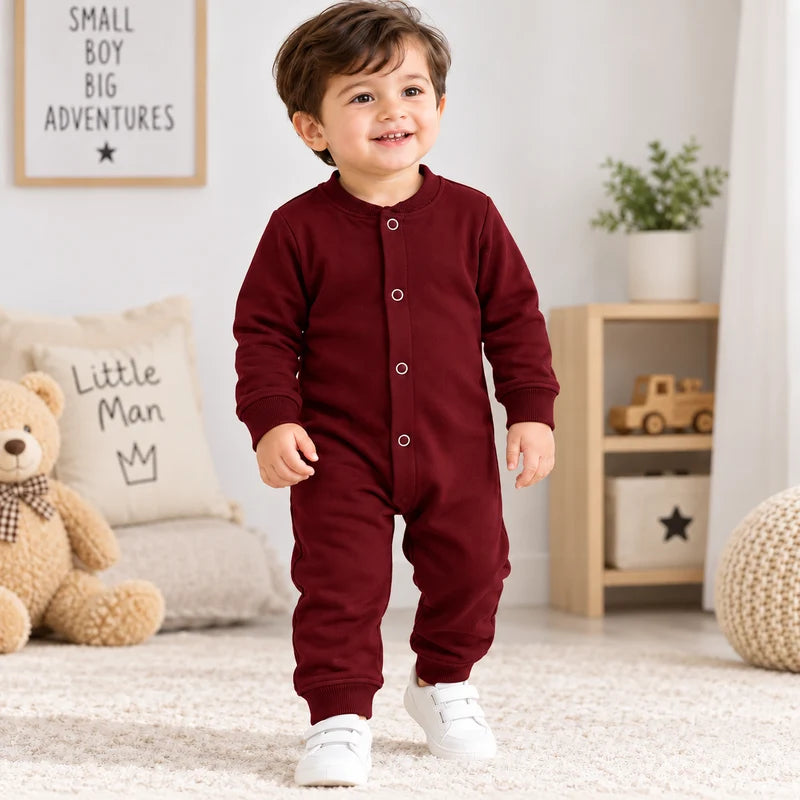Baby Boys Winter Rompers Pack of 3 Full Sleeve Fleece Rompers