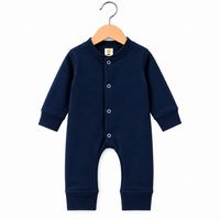 Baby Boys Winter Romper Navy Full Sleeve Fleece Romper