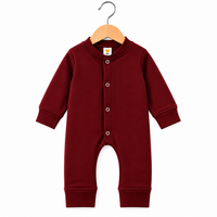 Baby Boys Winter Romper Maroon Full Sleeve Fleece Romper