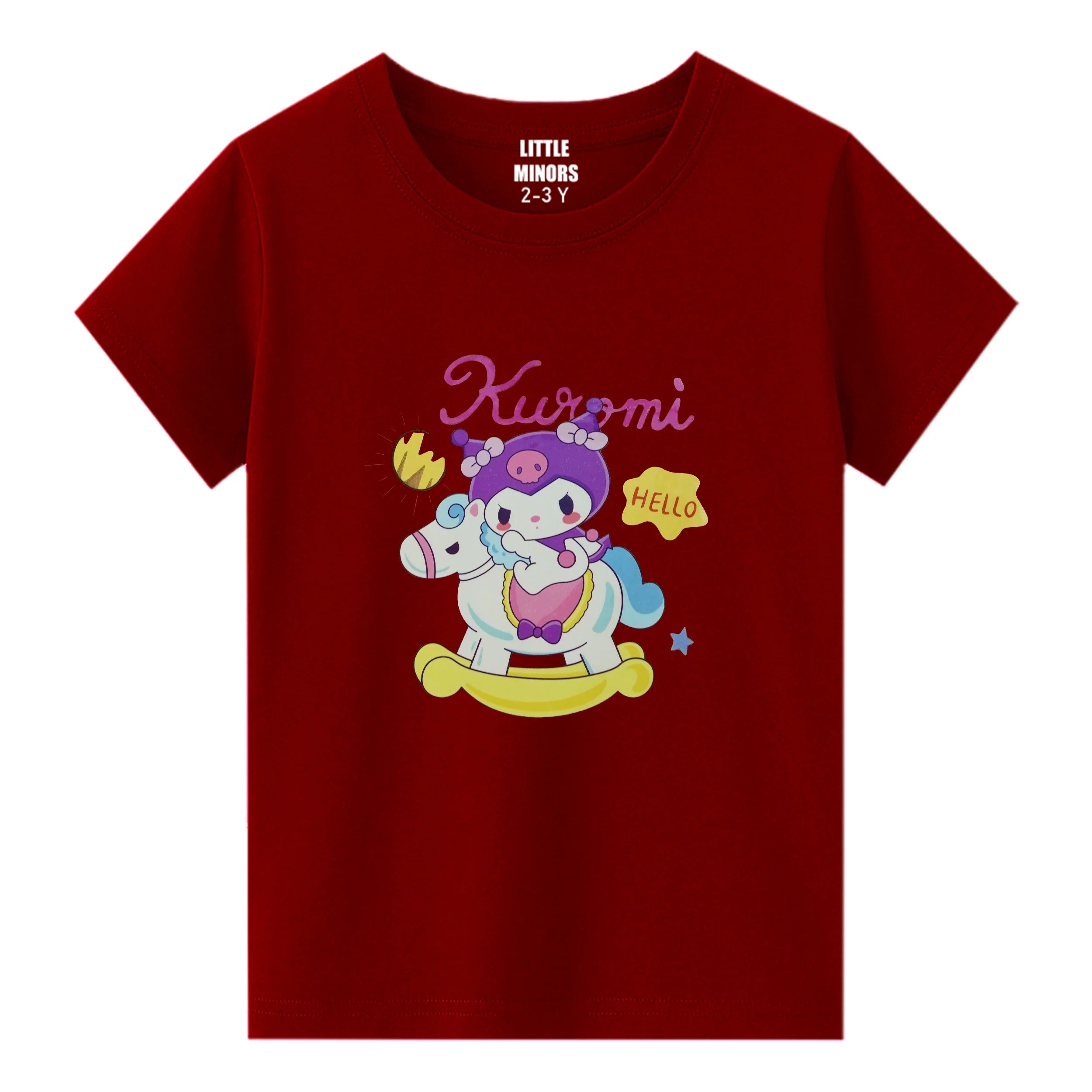 Kids Jersey Cotton Sticker T-Shirt - Red