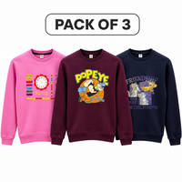 Pack of 3 Kids Fleece Sweatshirts for Boys & Girls – Pink, Maroon & Navy Blue