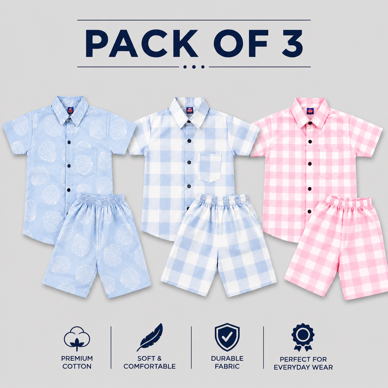 kids cotton summer suits - hover image