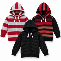 Pack of 3 Kids Wool Hooded Sweater Boys & Girls Winter Zip-Up